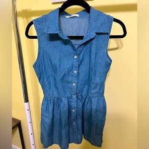 Jean polka dotted button up